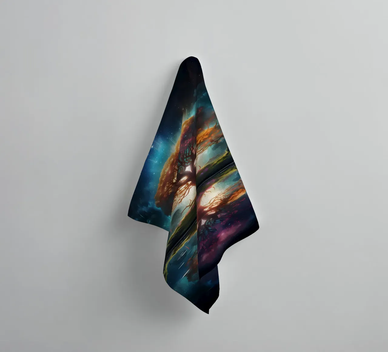 tree reflection glowing towel by Jennifer R Spyhalski