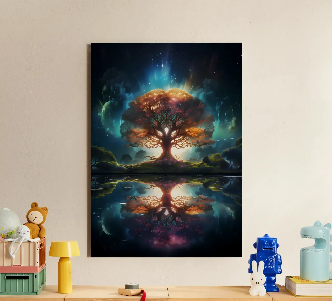 tree reflection glowing alu-dibond by Jennifer R Spyhalski