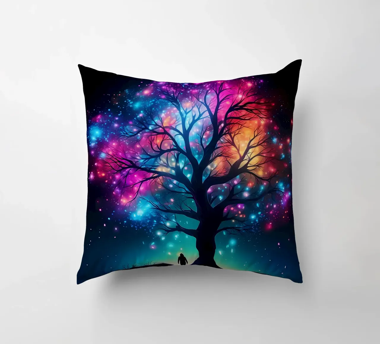 silhouette tree person decorative cushion by Jennifer R Spyhalski