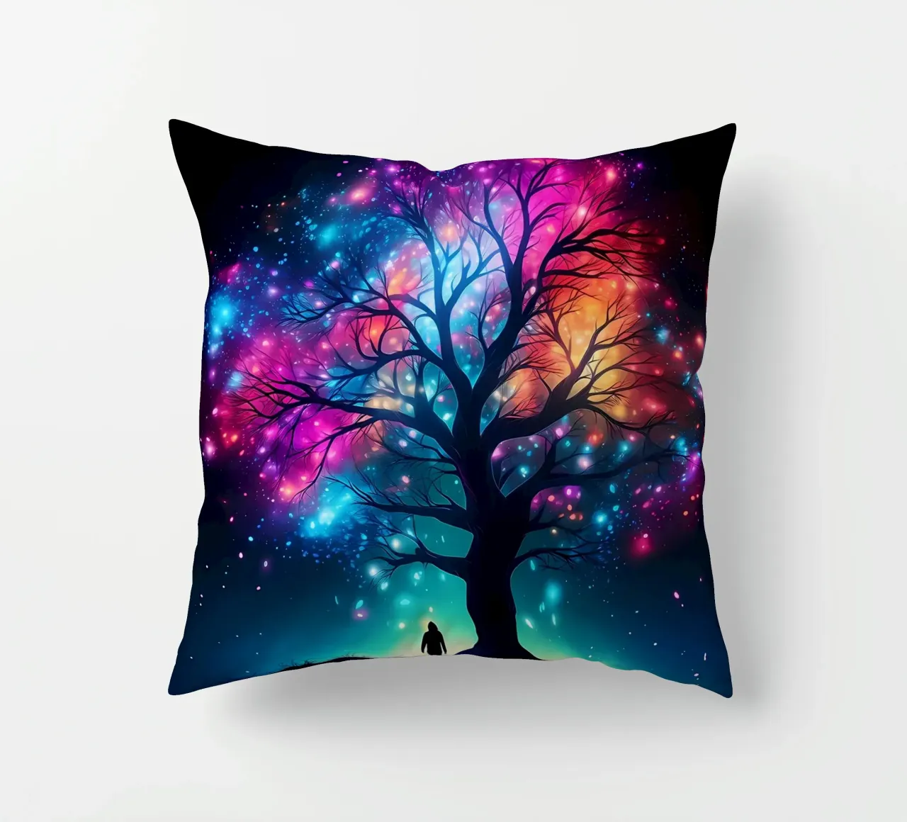 silhouette tree person decorative cushion by Jennifer R Spyhalski