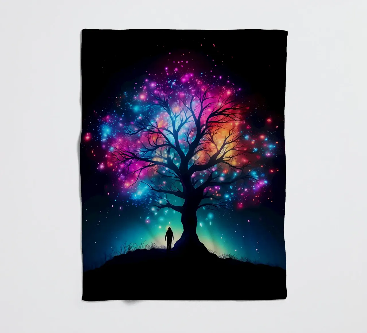silhouette tree person fleece blanket by Jennifer R Spyhalski