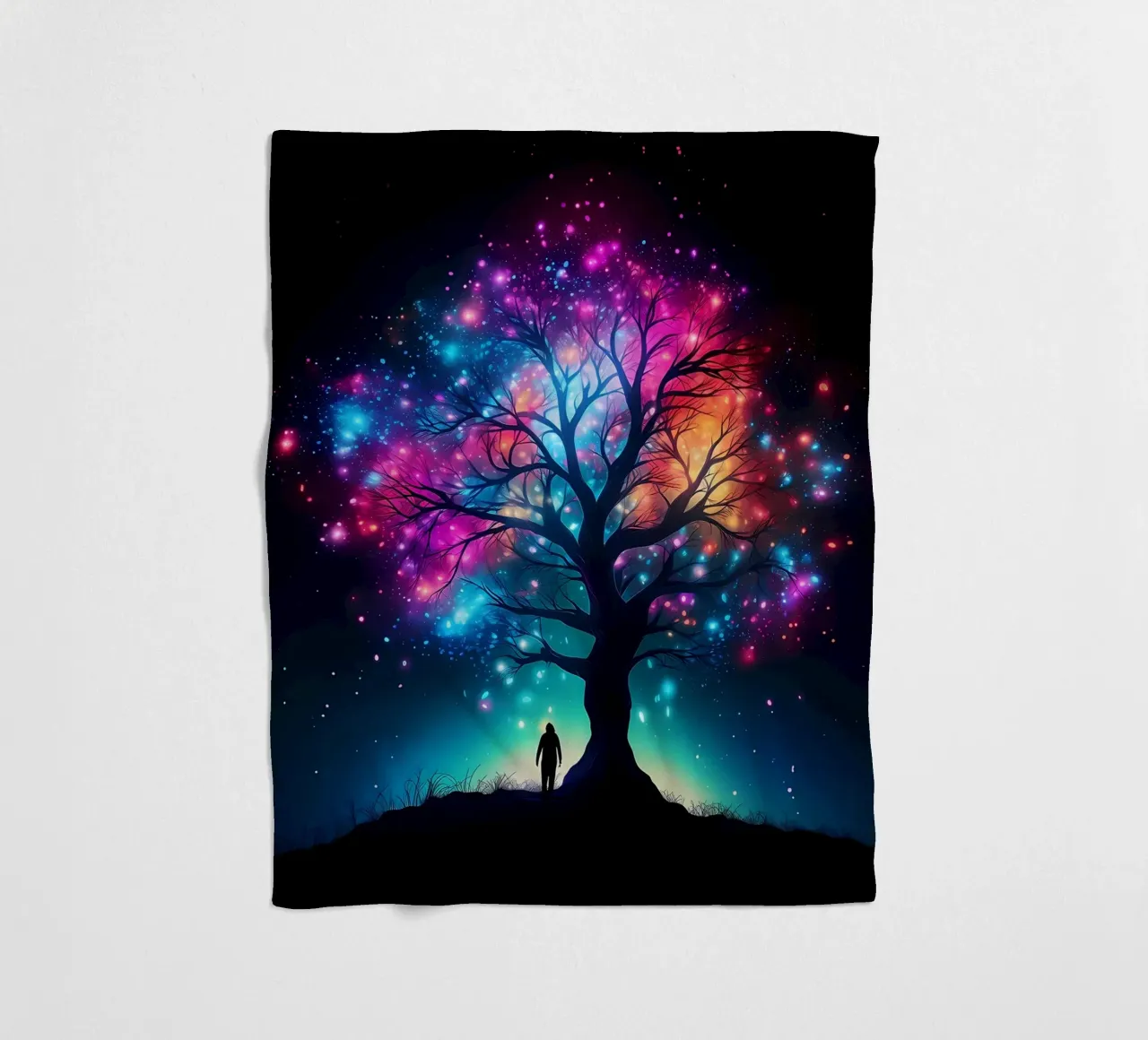 silhouette tree person fleece blanket by Jennifer R Spyhalski