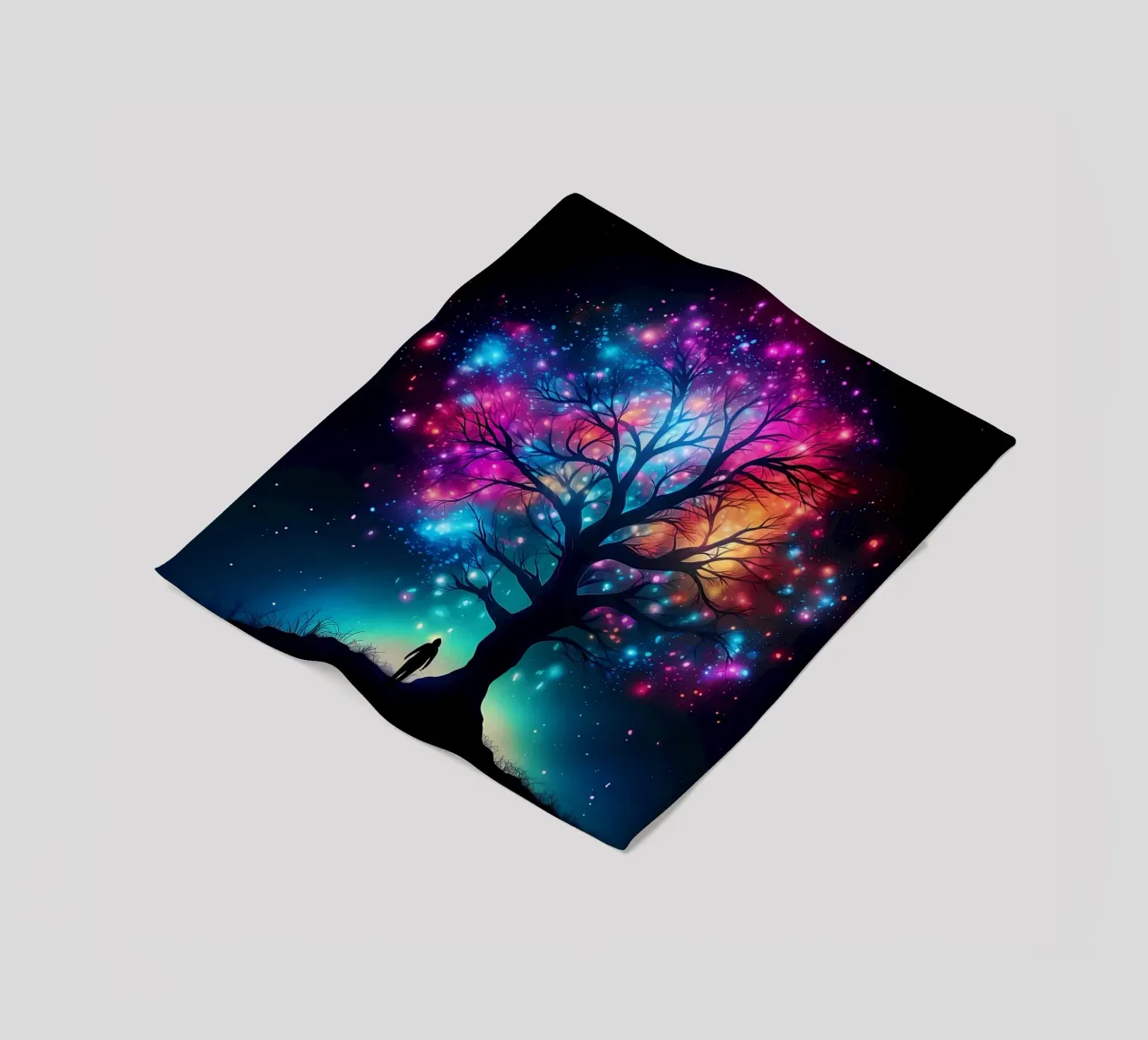 silhouette tree person fleece blanket by Jennifer R Spyhalski