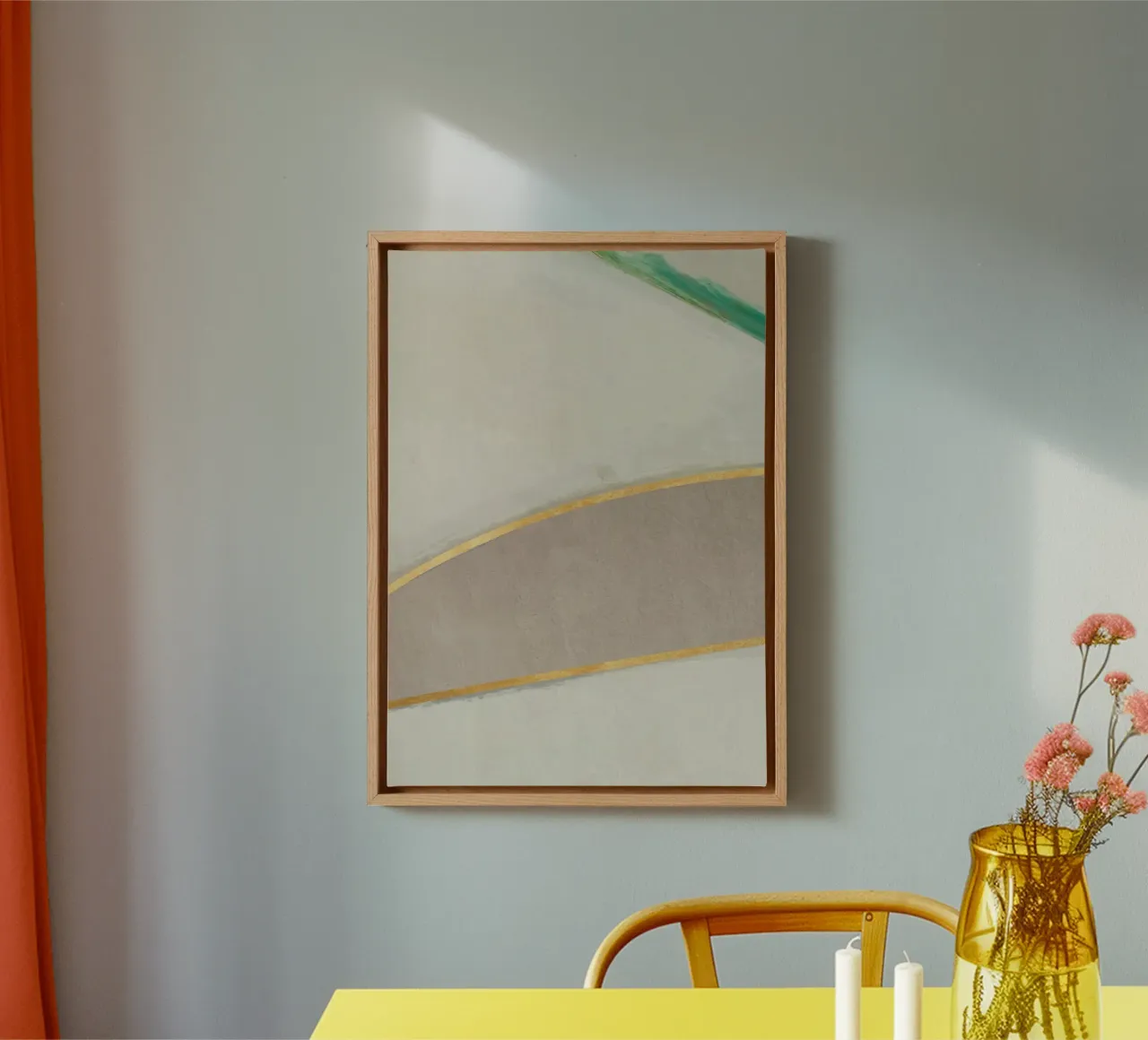 abstract simple water green tela con Cornice a cassetta da vintageshop