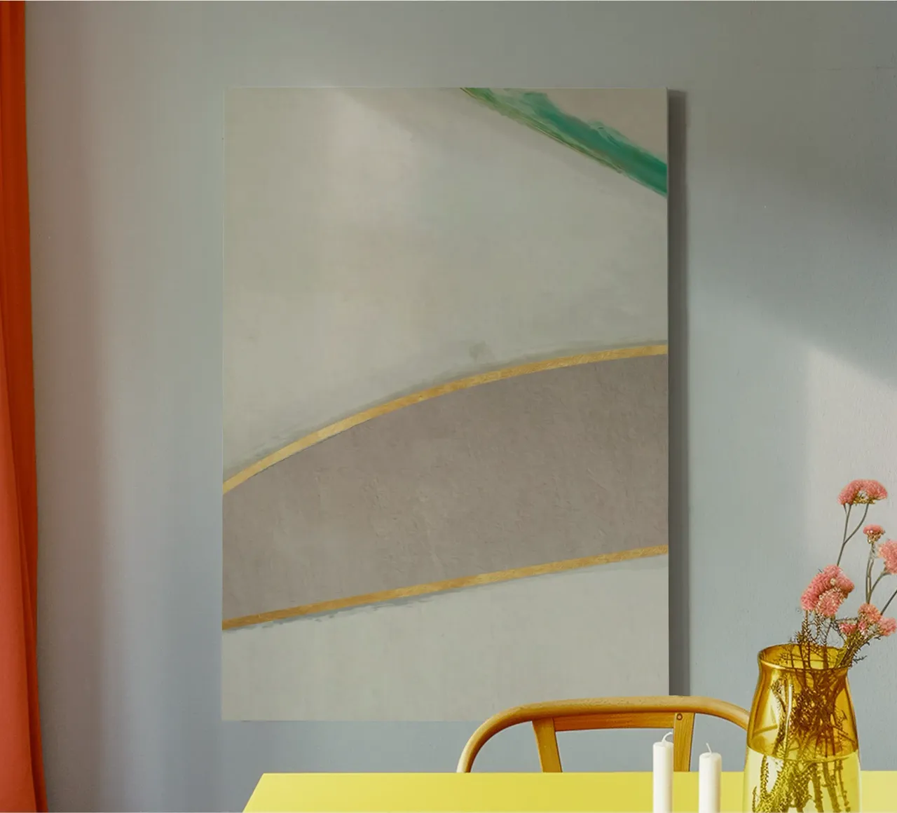 abstract simple water green tela con Cornice a cassetta da vintageshop