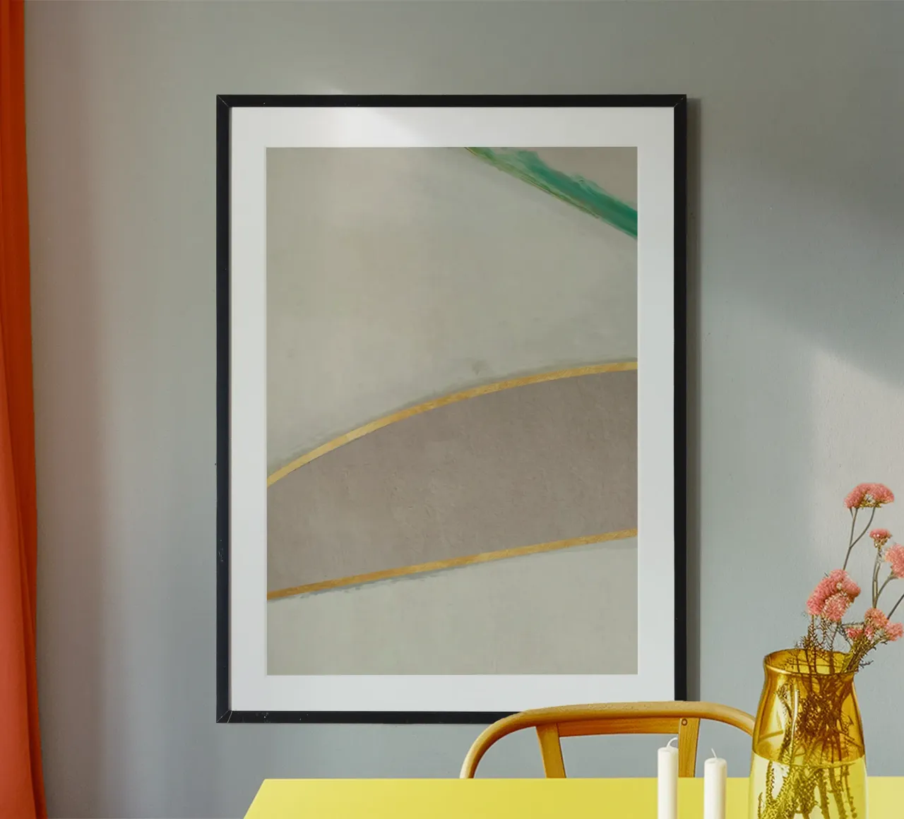 abstract simple water green poster con telaio in plastica da vintageshop