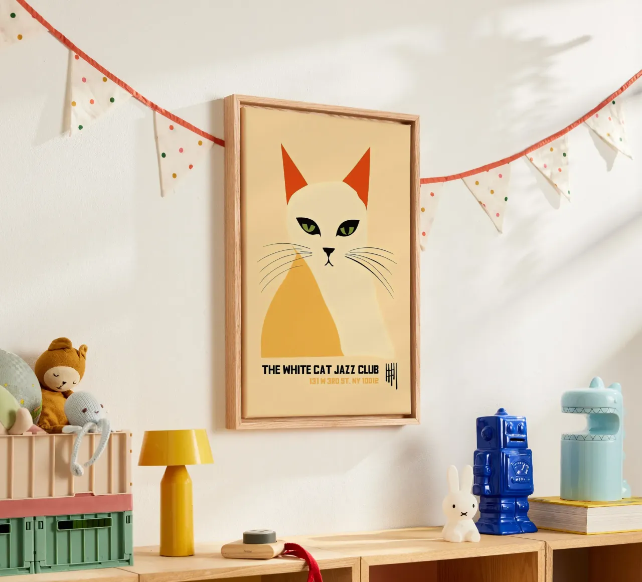 Gatto Bianco Jazz Club tela con Cornice a cassetta da Arjun