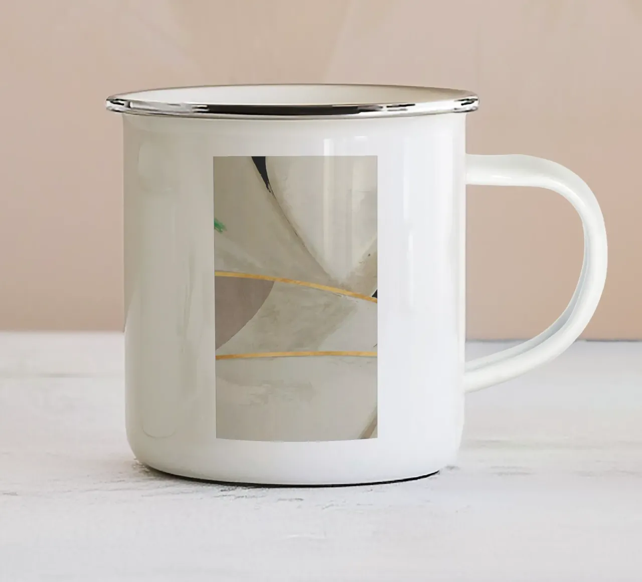 abstract simple organic monochrome taza de esmalte de vintageshop