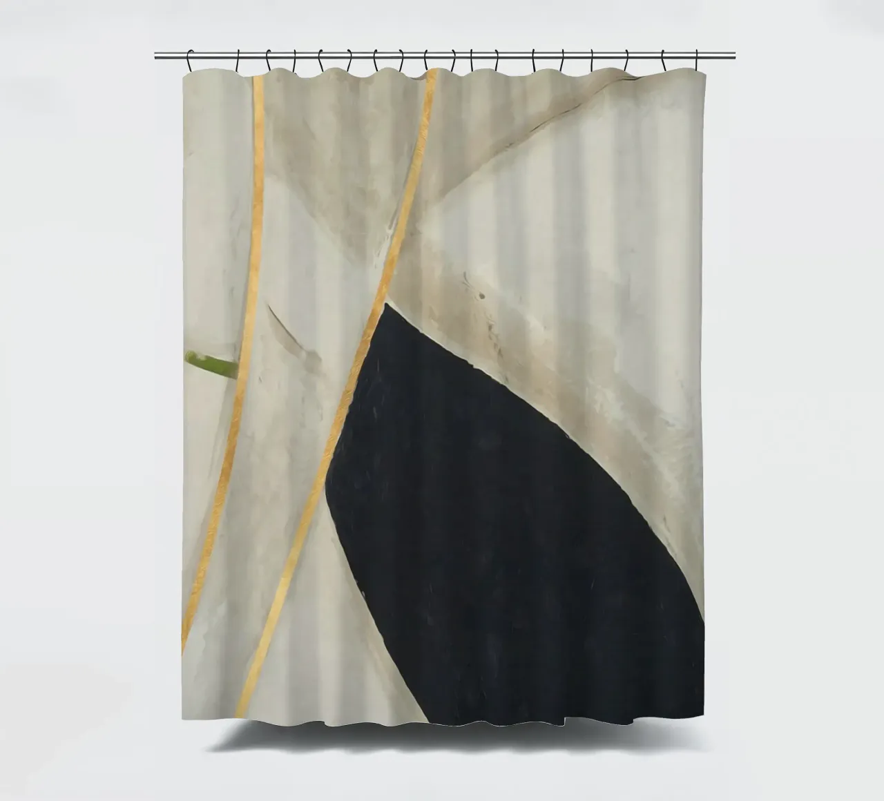 abstract simple organic lines golden tenda da doccia da vintageshop