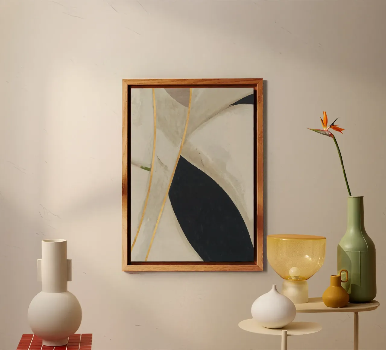 abstract simple organic lines golden alluminio dibond da vintageshop