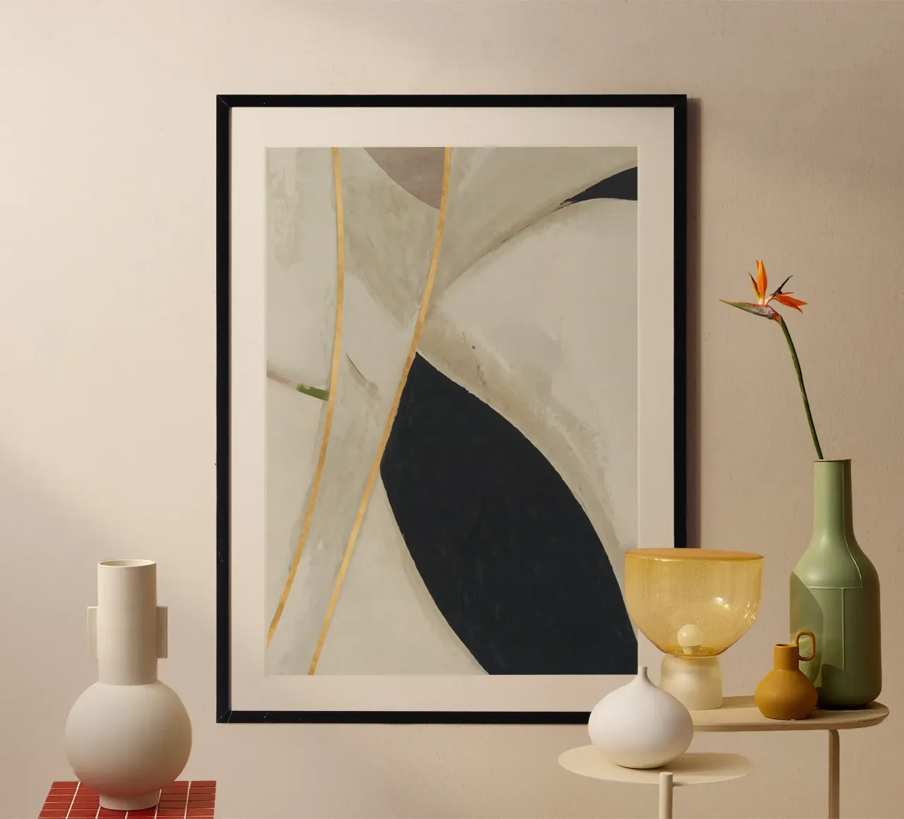 abstract simple organic lines golden carta hahnemühle da vintageshop