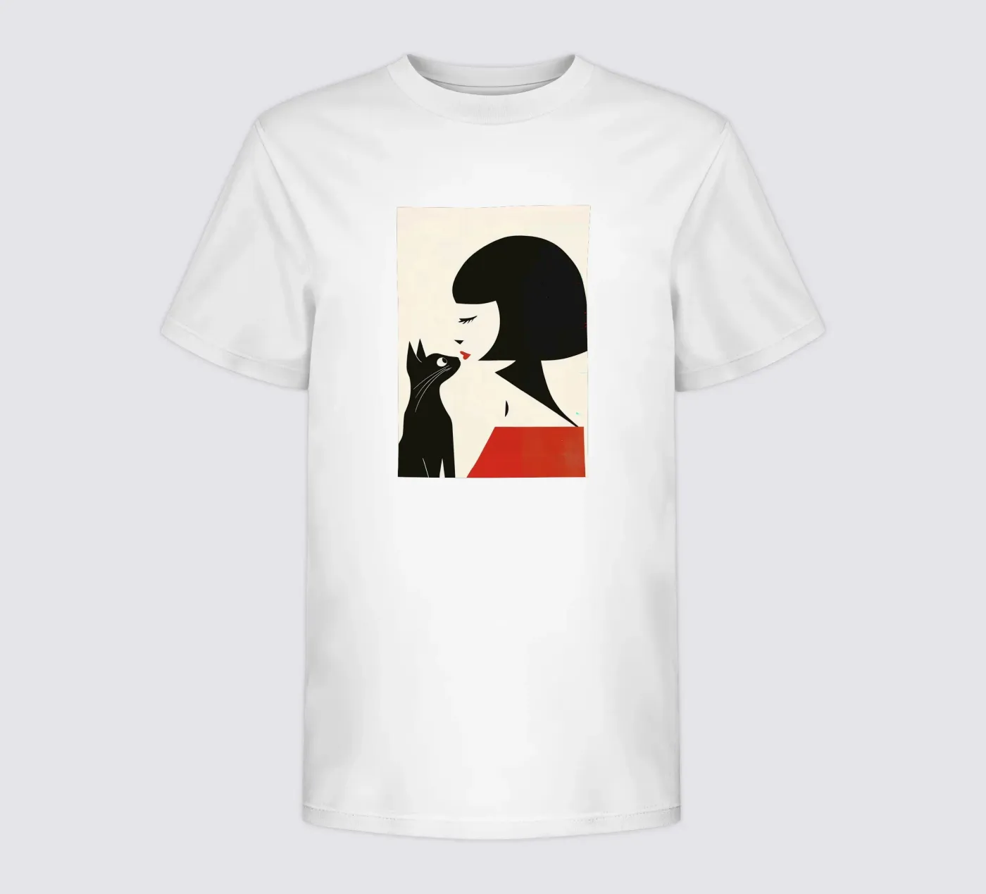 Donna e gatto t-shirt bambini da Arjun