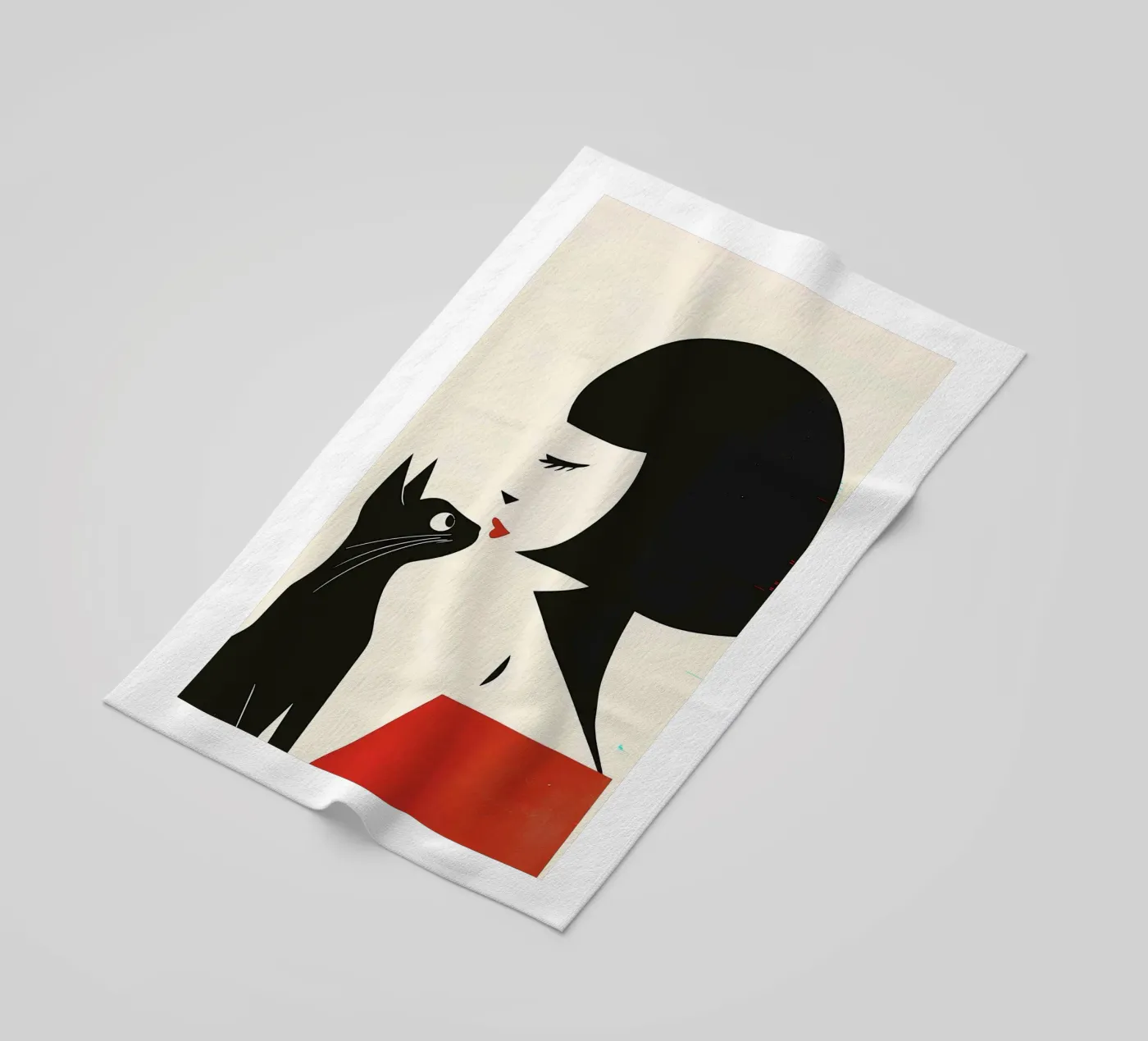 Donna e gatto telo mare da Arjun