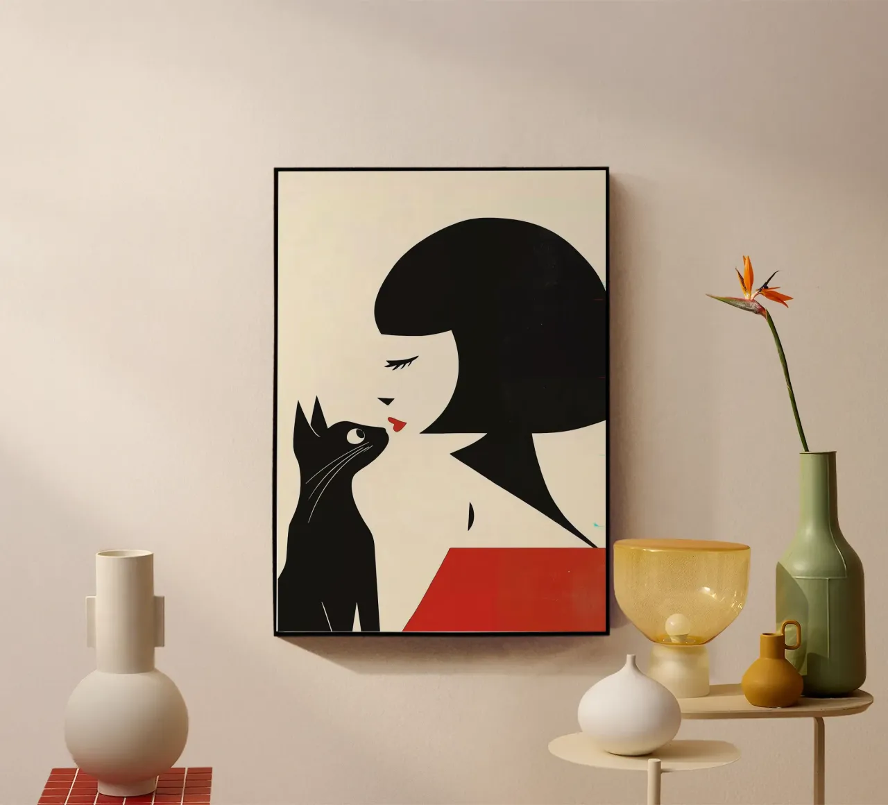 Donna e gatto plexiglass da Arjun