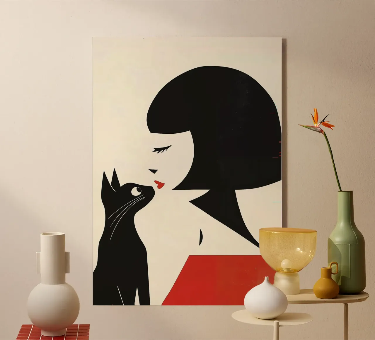 Donna e gatto plexiglass da Arjun