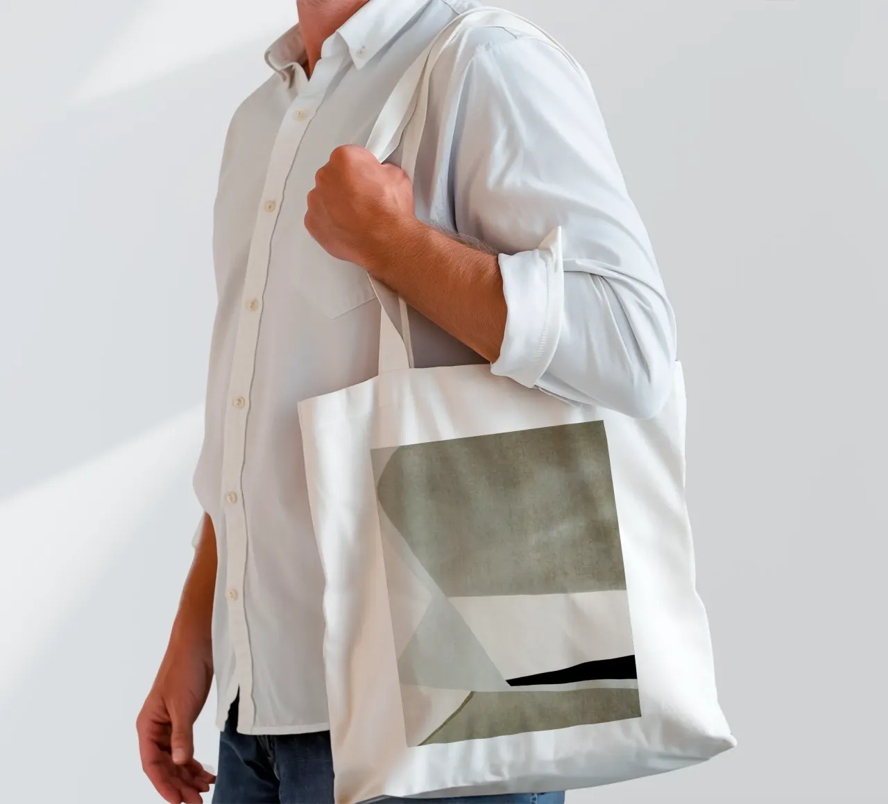 abstract simple geometric gray squares borsa in juta da vintageshop