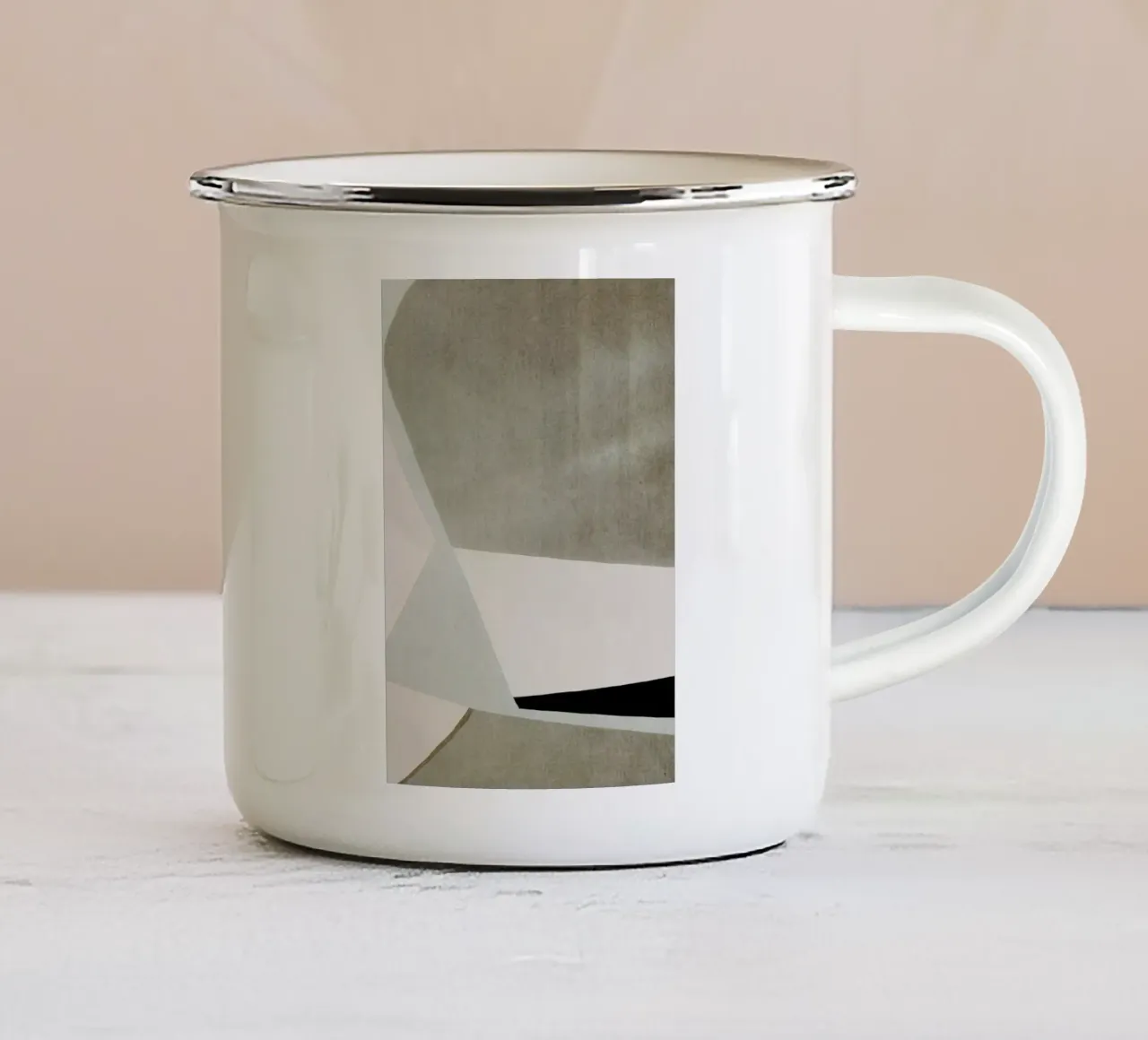 abstract simple geometric gray squares mug en émail de vintageshop