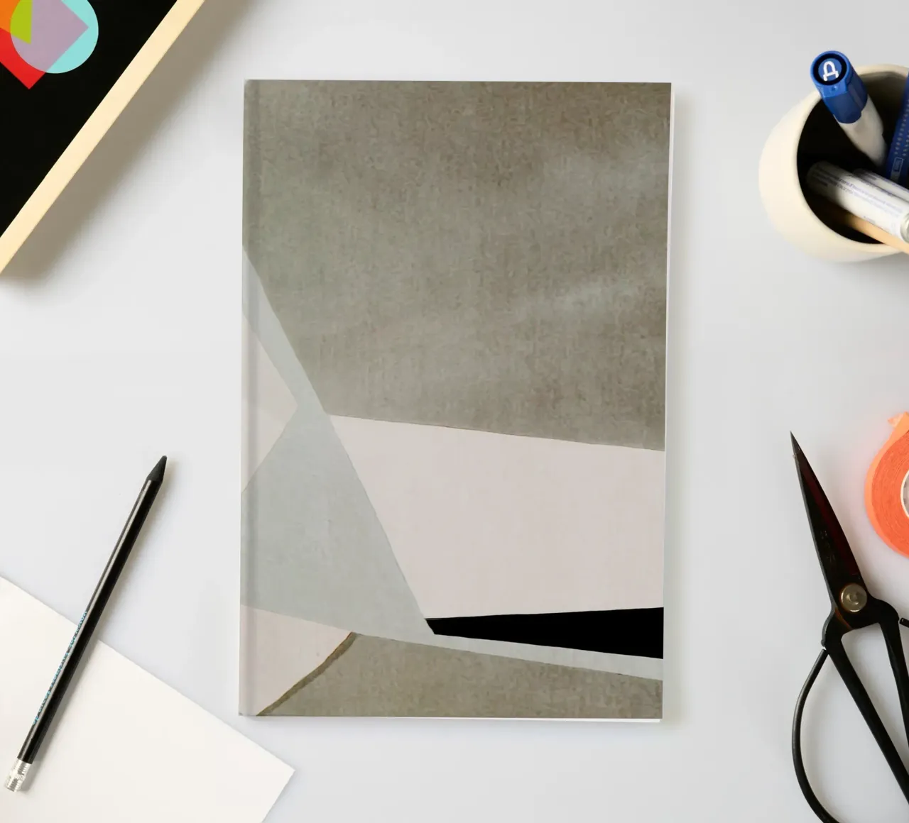 abstract simple geometric gray squares notebook by vintageshop