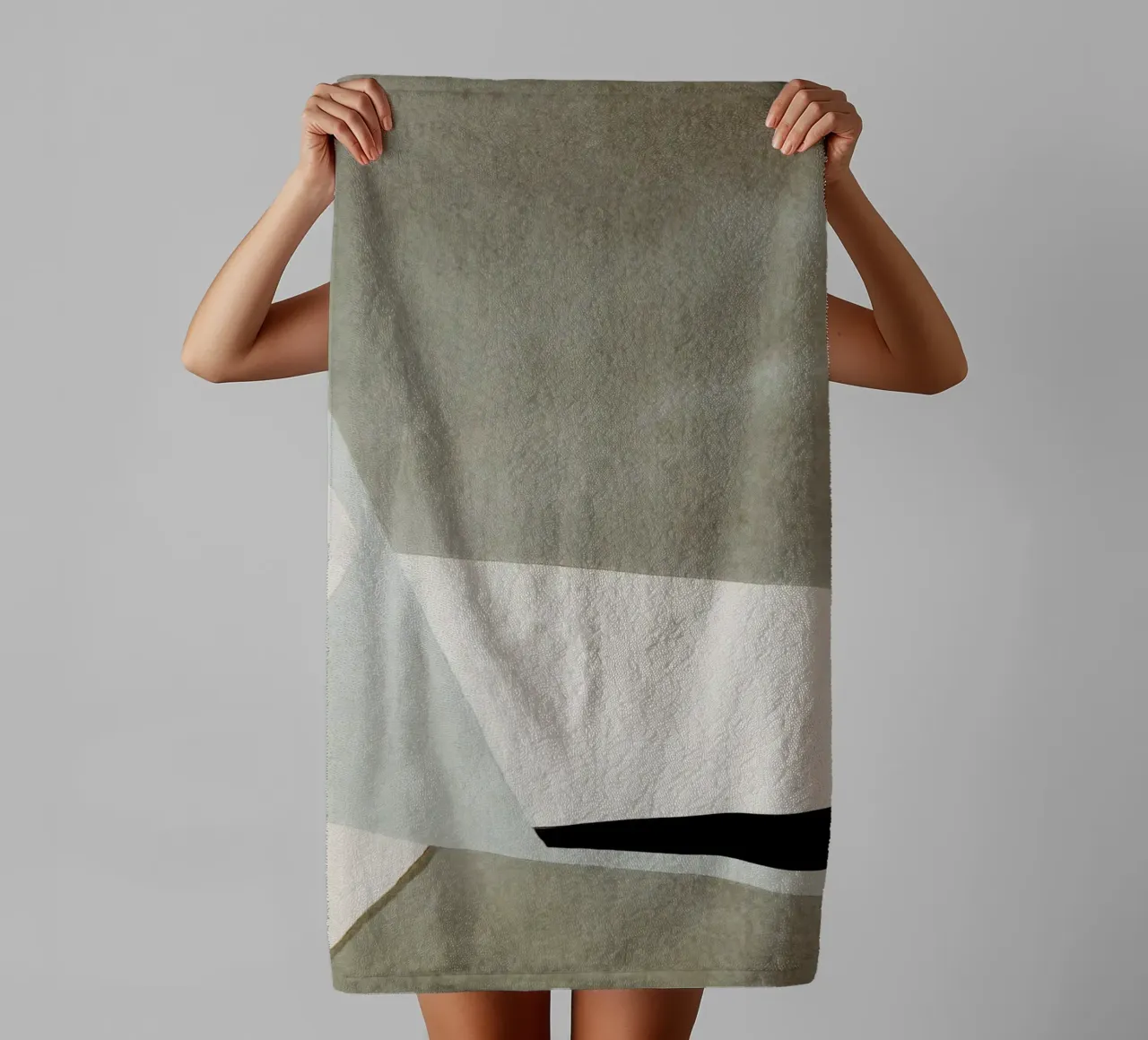 abstract simple geometric gray squares towel by vintageshop