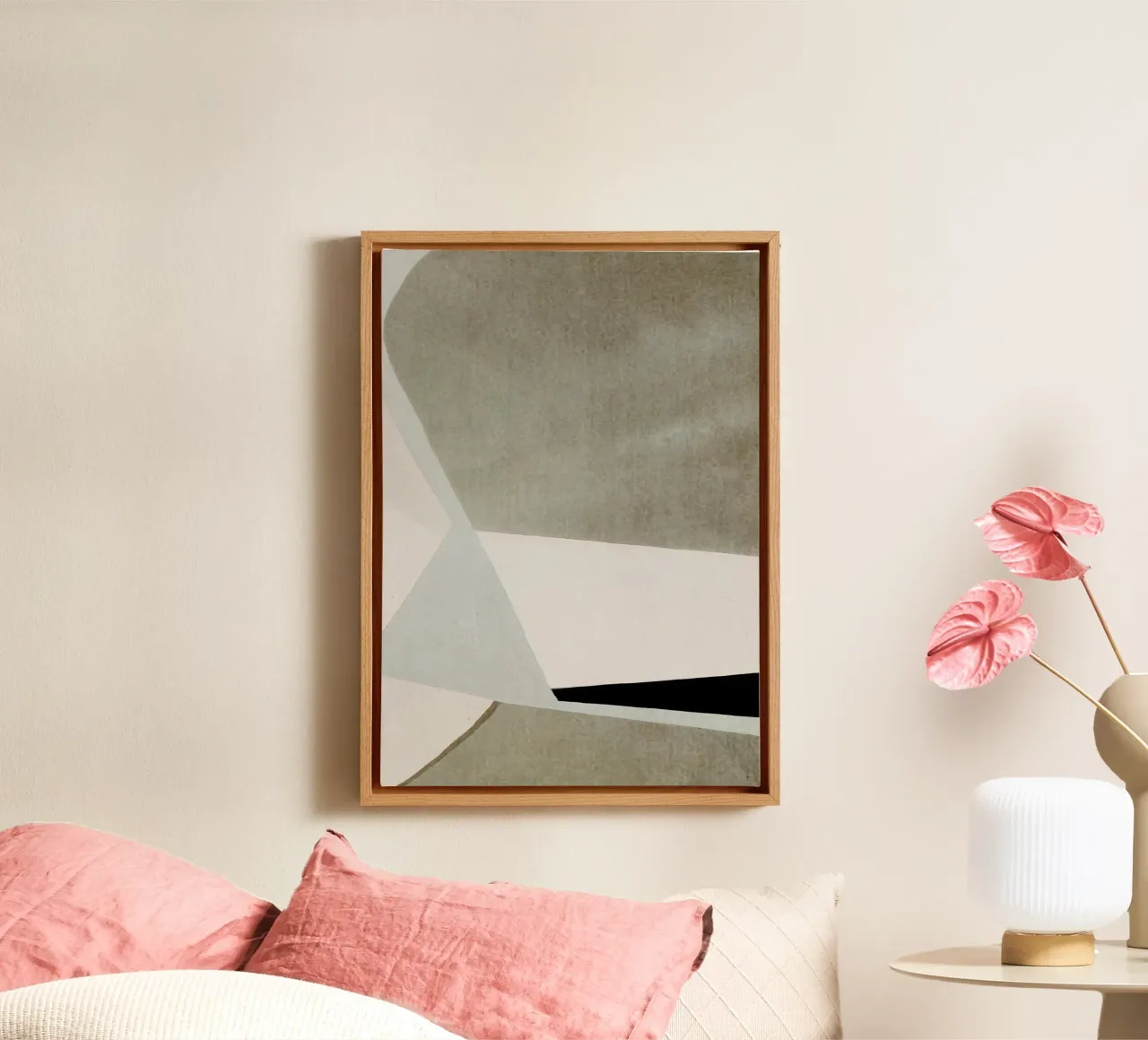 abstract simple geometric gray squares Leinwand mit Schattenfugenrahmen von vintageshop