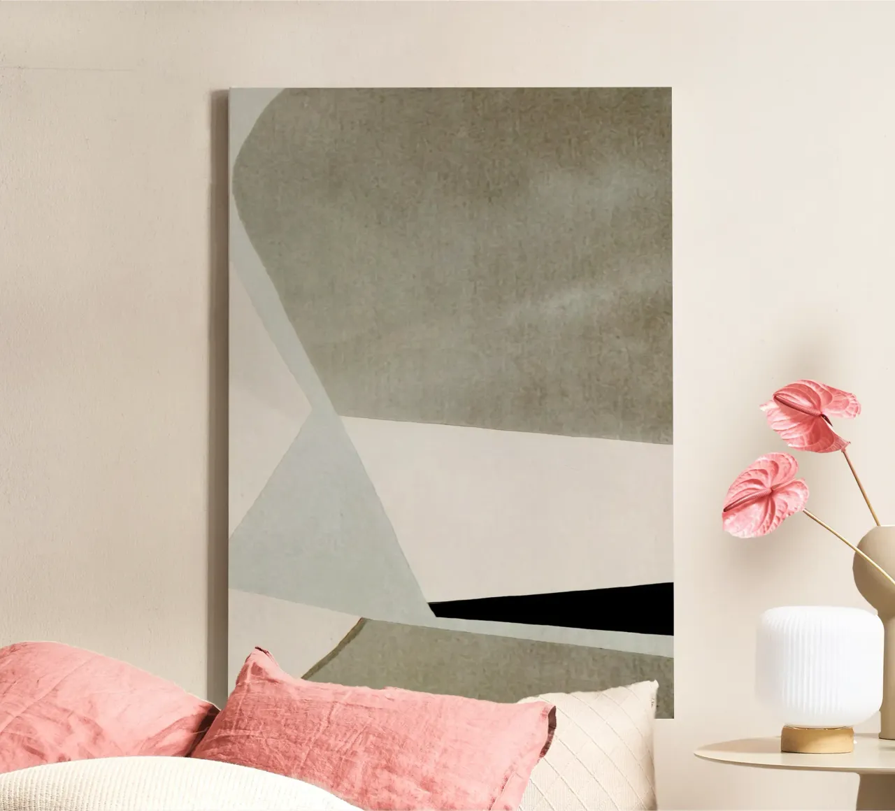 abstract simple geometric gray squares Leinwand mit Schattenfugenrahmen von vintageshop