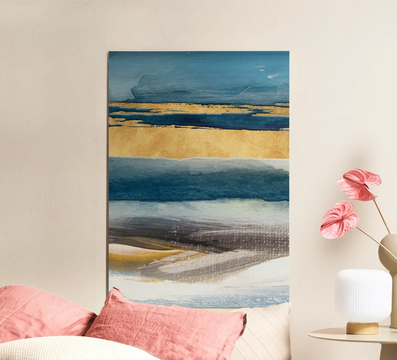 abstract golden brushstrokes alluminio dibond da vintageshop