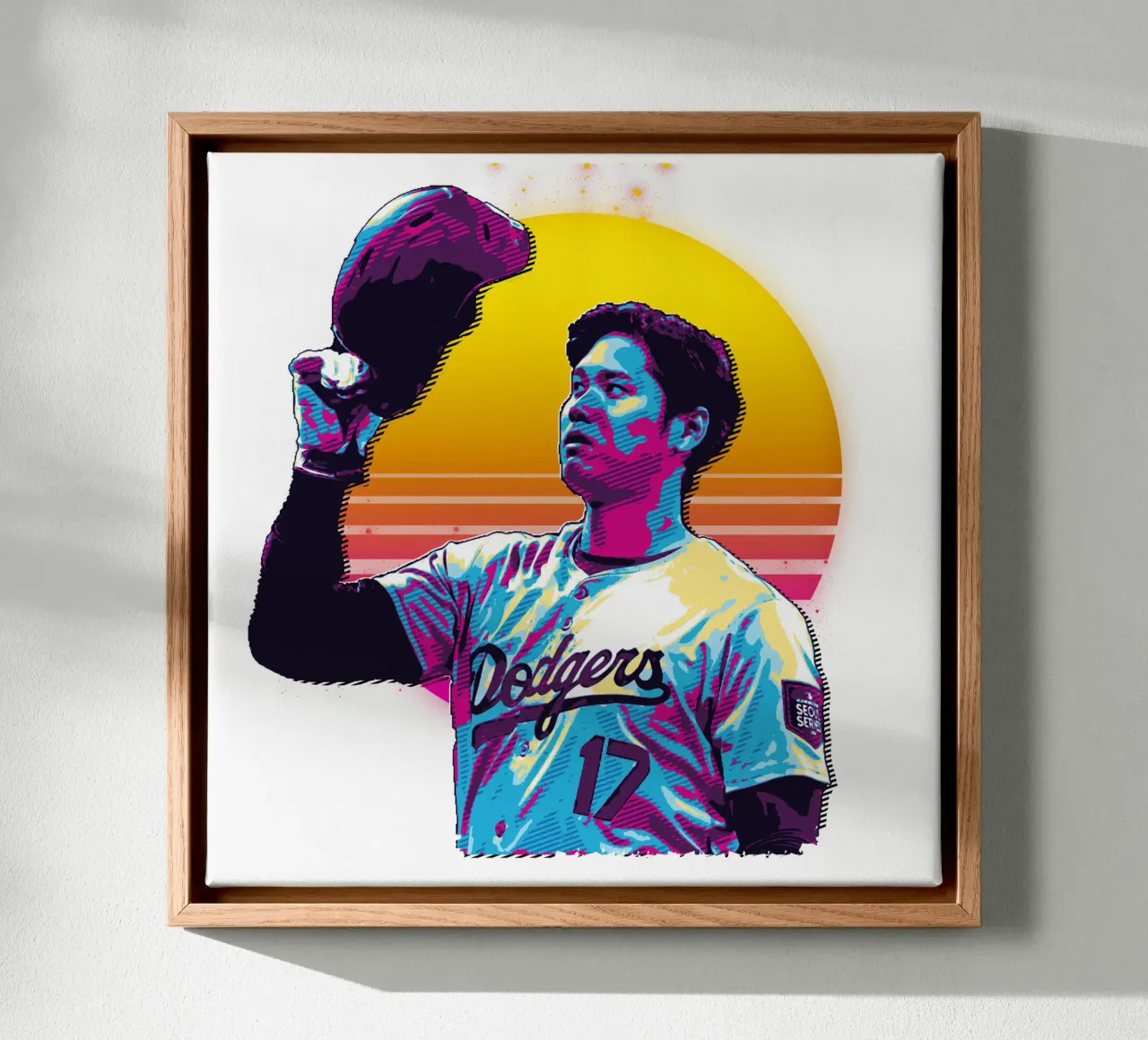 17 Shohei Ohtani Retro tela con Cornice a cassetta da singpentinksale