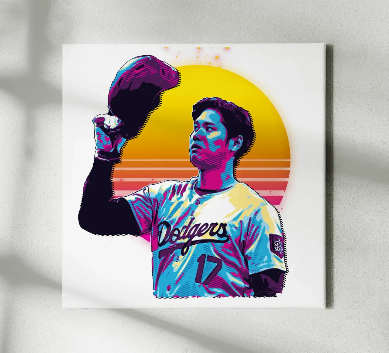 17 Shohei Ohtani Retro tela con Cornice a cassetta da singpentinksale
