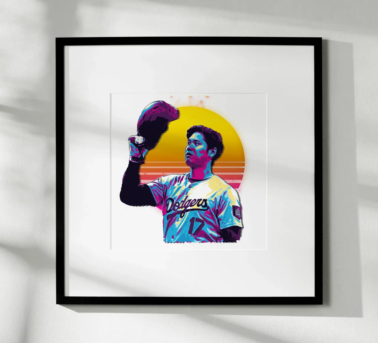 17 Shohei Ohtani Retro poster con telaio in alluminio da singpentinksale