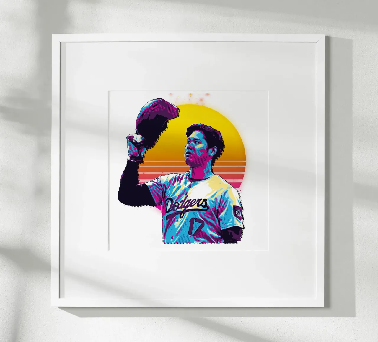 17 Shohei Ohtani Retro poster con telaio in alluminio da singpentinksale