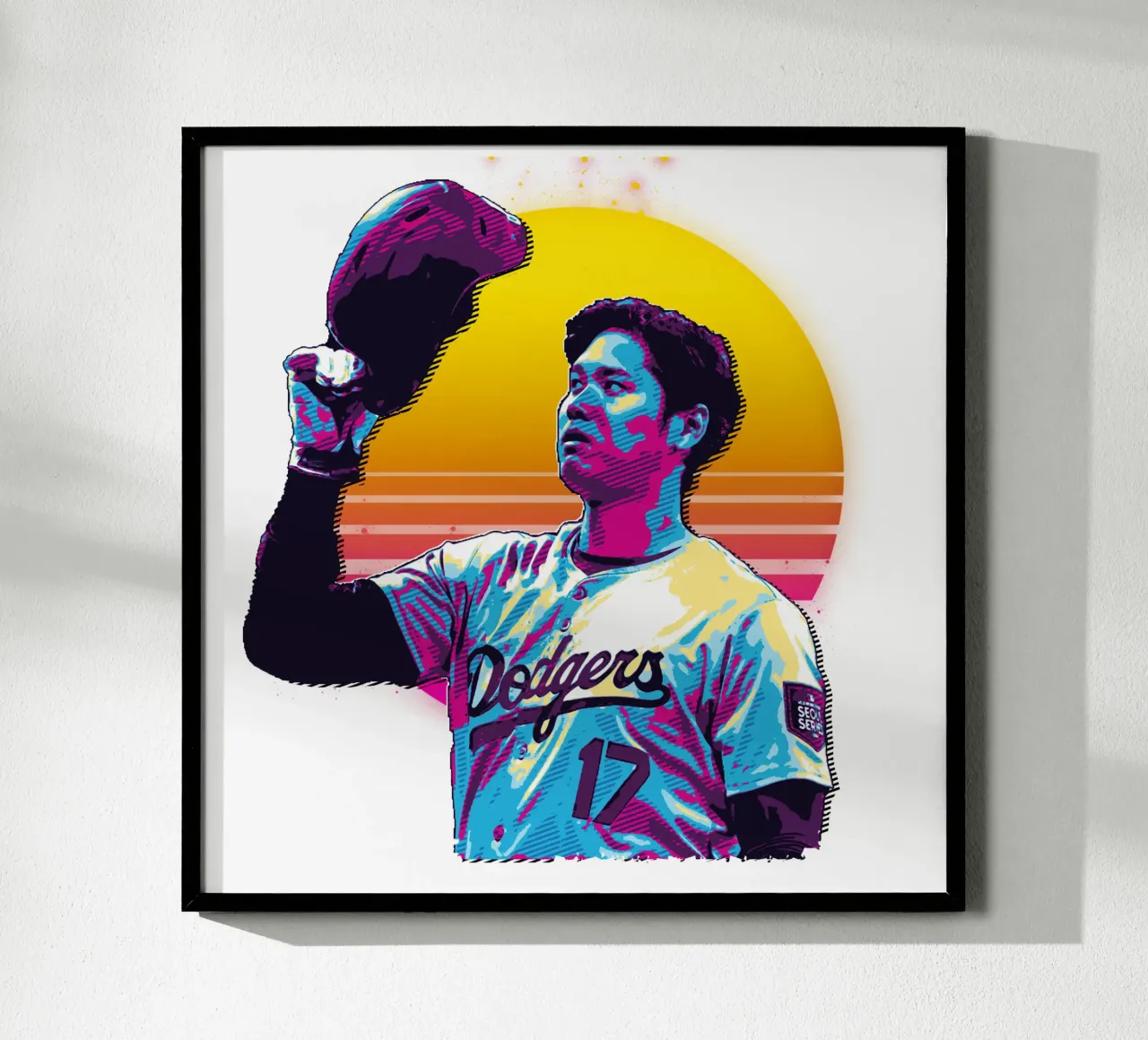 17 Shohei Ohtani Retro poster con telaio in alluminio da singpentinksale