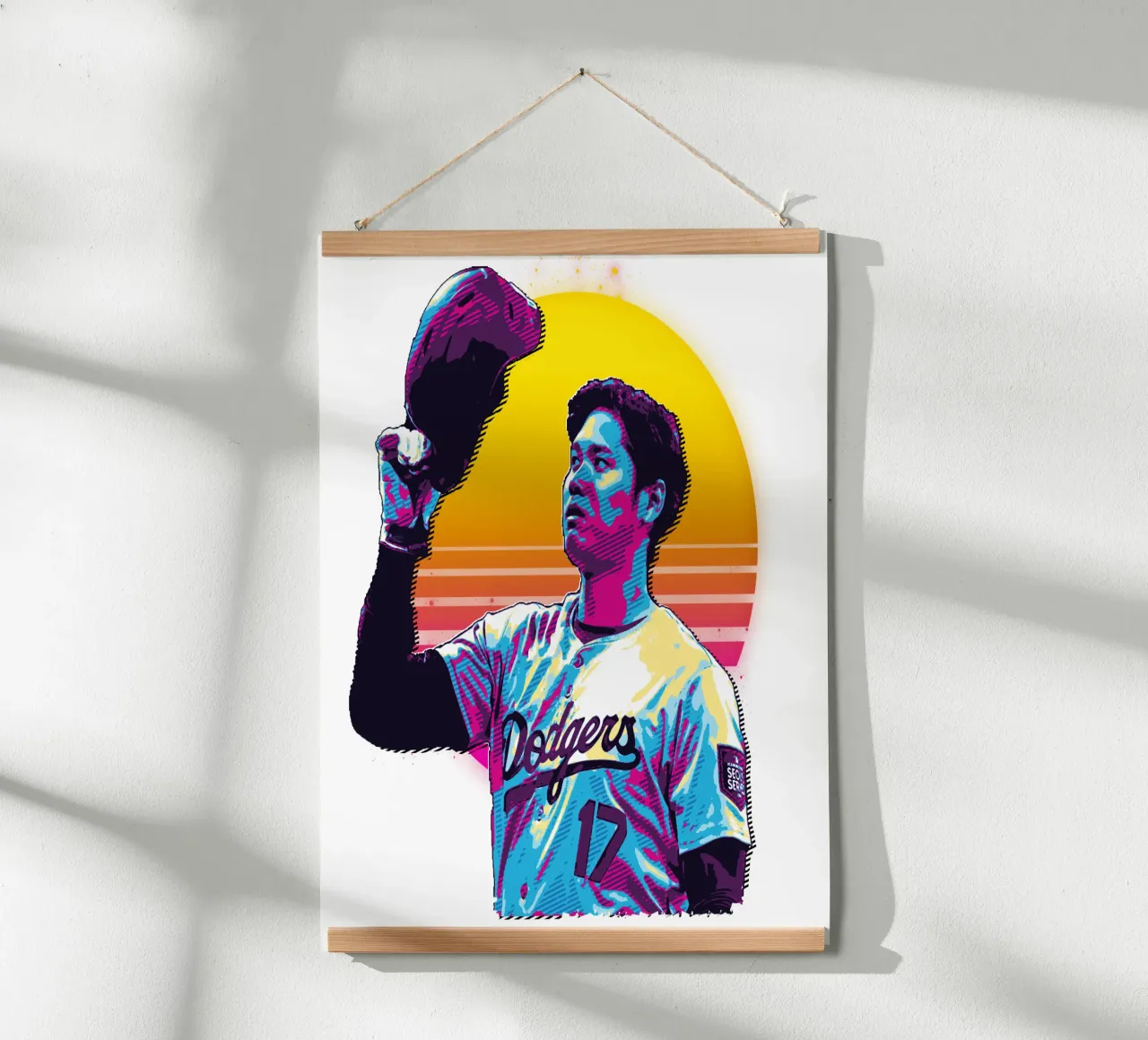17 Shohei Ohtani Retro poster con telaio in alluminio da singpentinksale