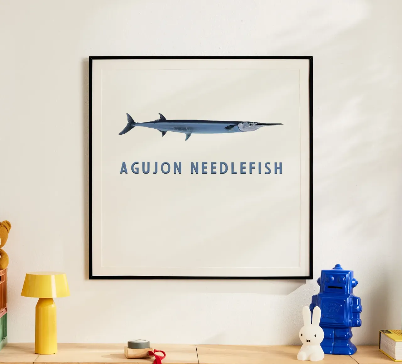 Agujon Pesce ago Pesce d'acqua salata poster con telaio in alluminio da singpentinksale