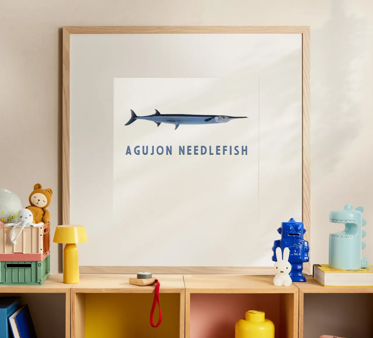 Agujon Pesce ago Pesce d'acqua salata poster con telaio in alluminio da singpentinksale