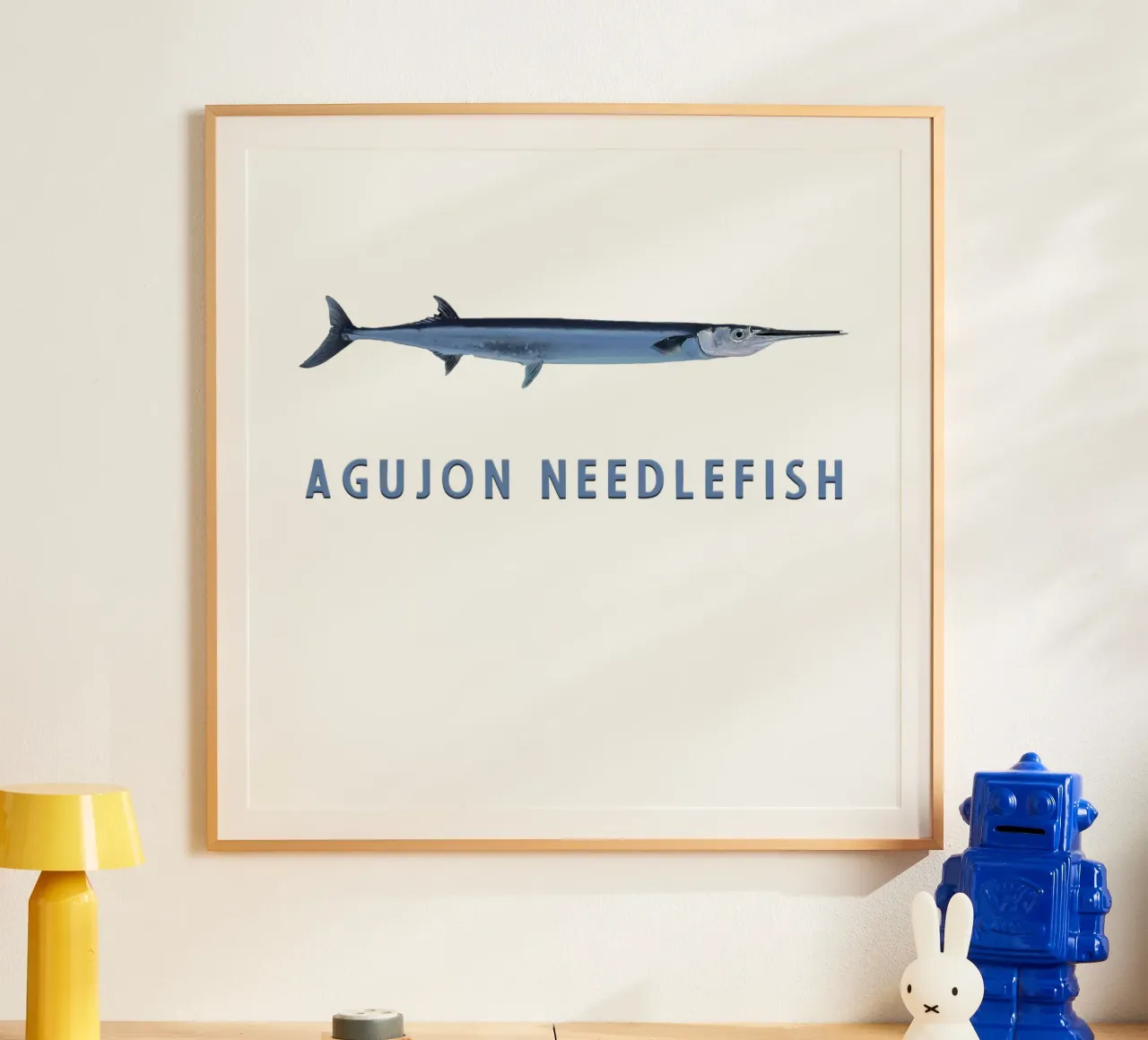 Agujon Pesce ago Pesce d'acqua salata poster con telaio in alluminio da singpentinksale