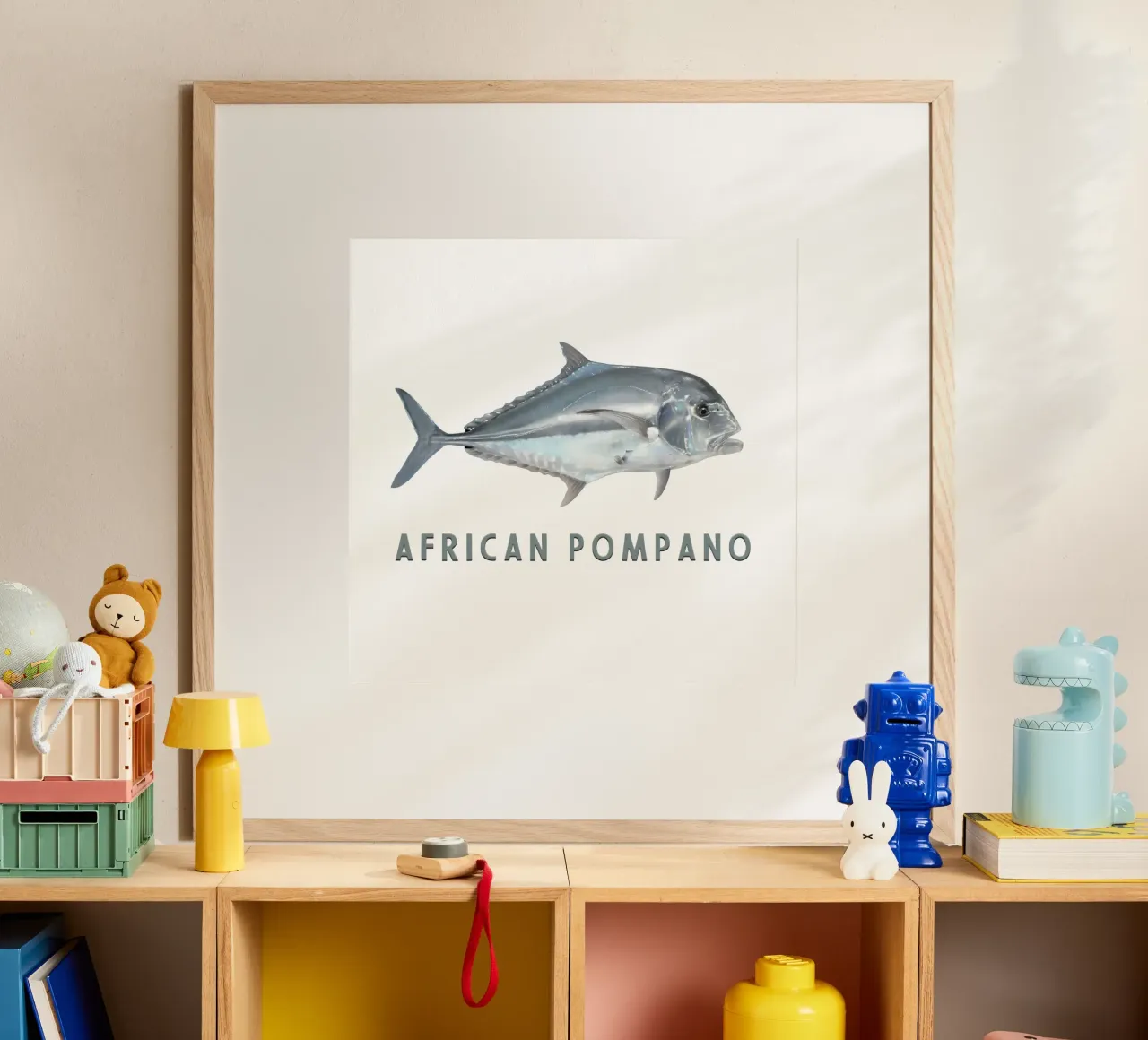 Pesce d'acqua salata Pompano africano poster da singpentinksale