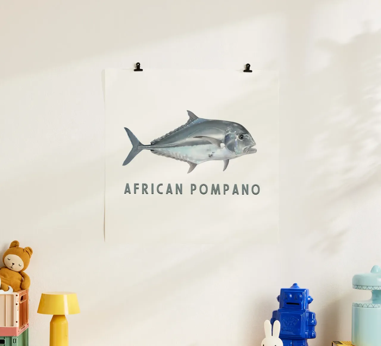 Pesce d'acqua salata Pompano africano poster da singpentinksale
