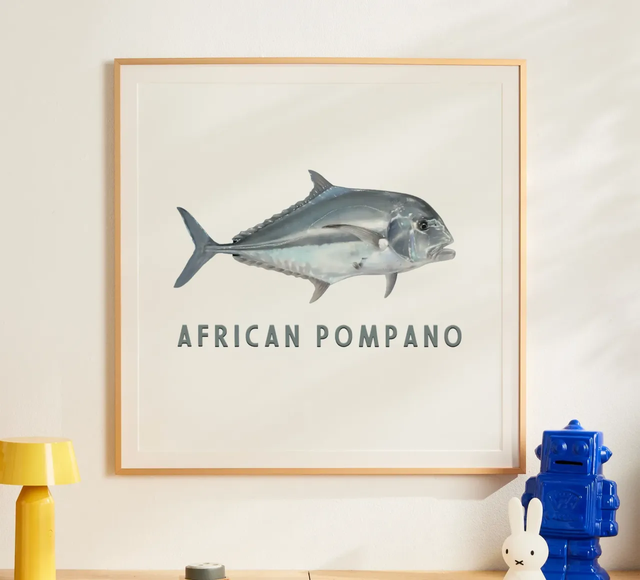 Pesce d'acqua salata Pompano africano poster da singpentinksale