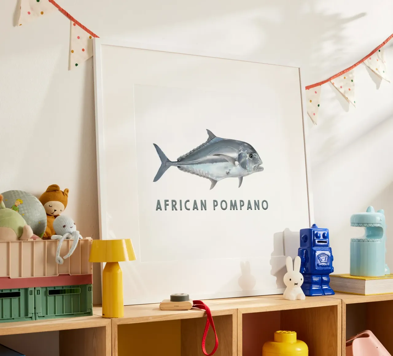 Pesce d'acqua salata Pompano africano poster da singpentinksale