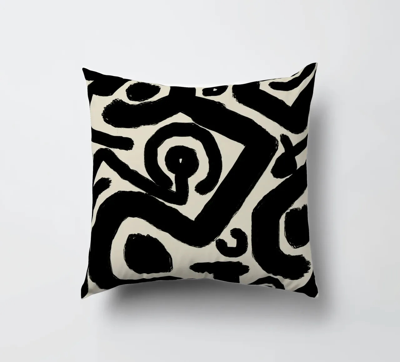 Bold black abstract decorative cushion by Little Dean