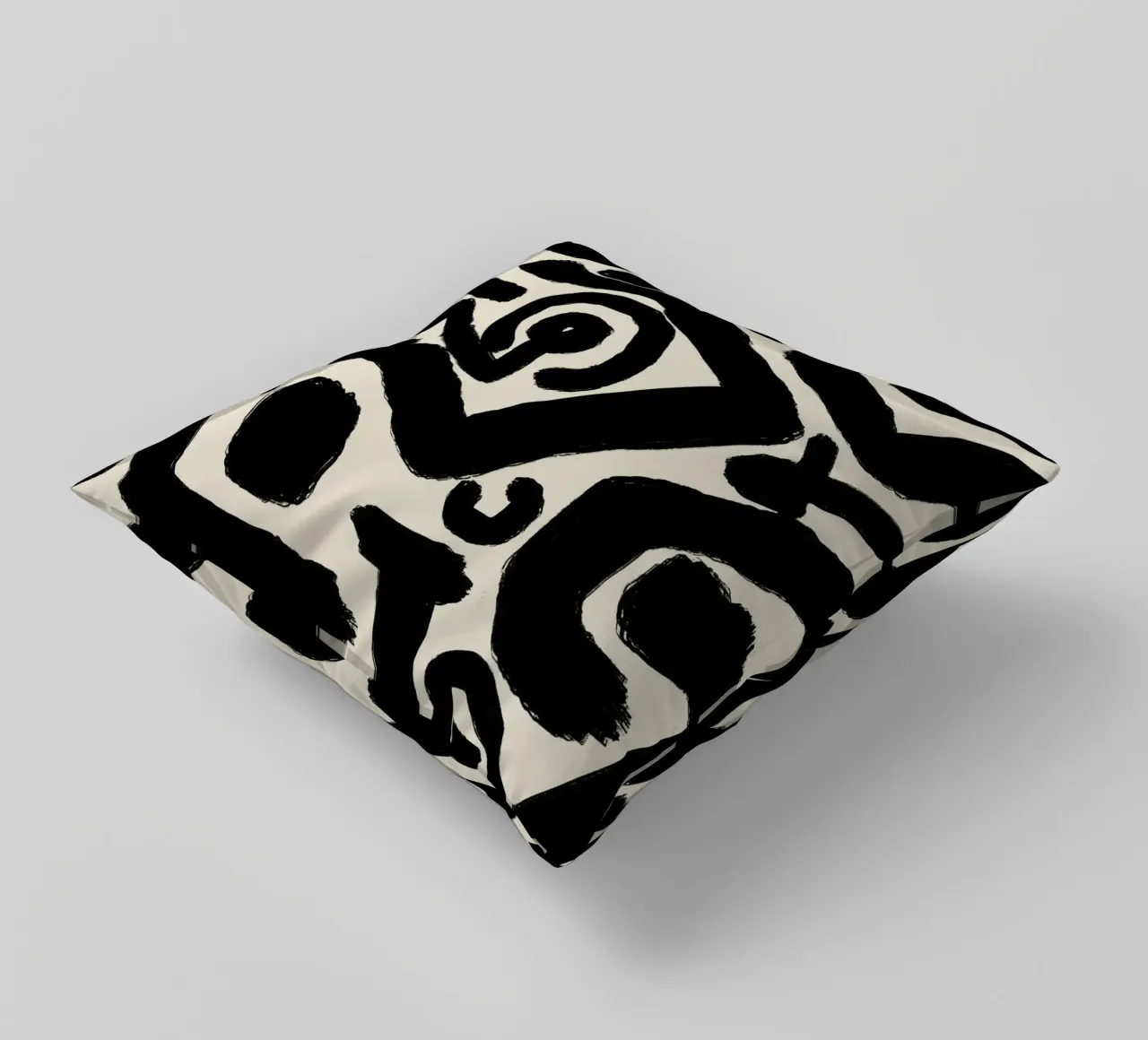 Bold black abstract decorative cushion by Little Dean