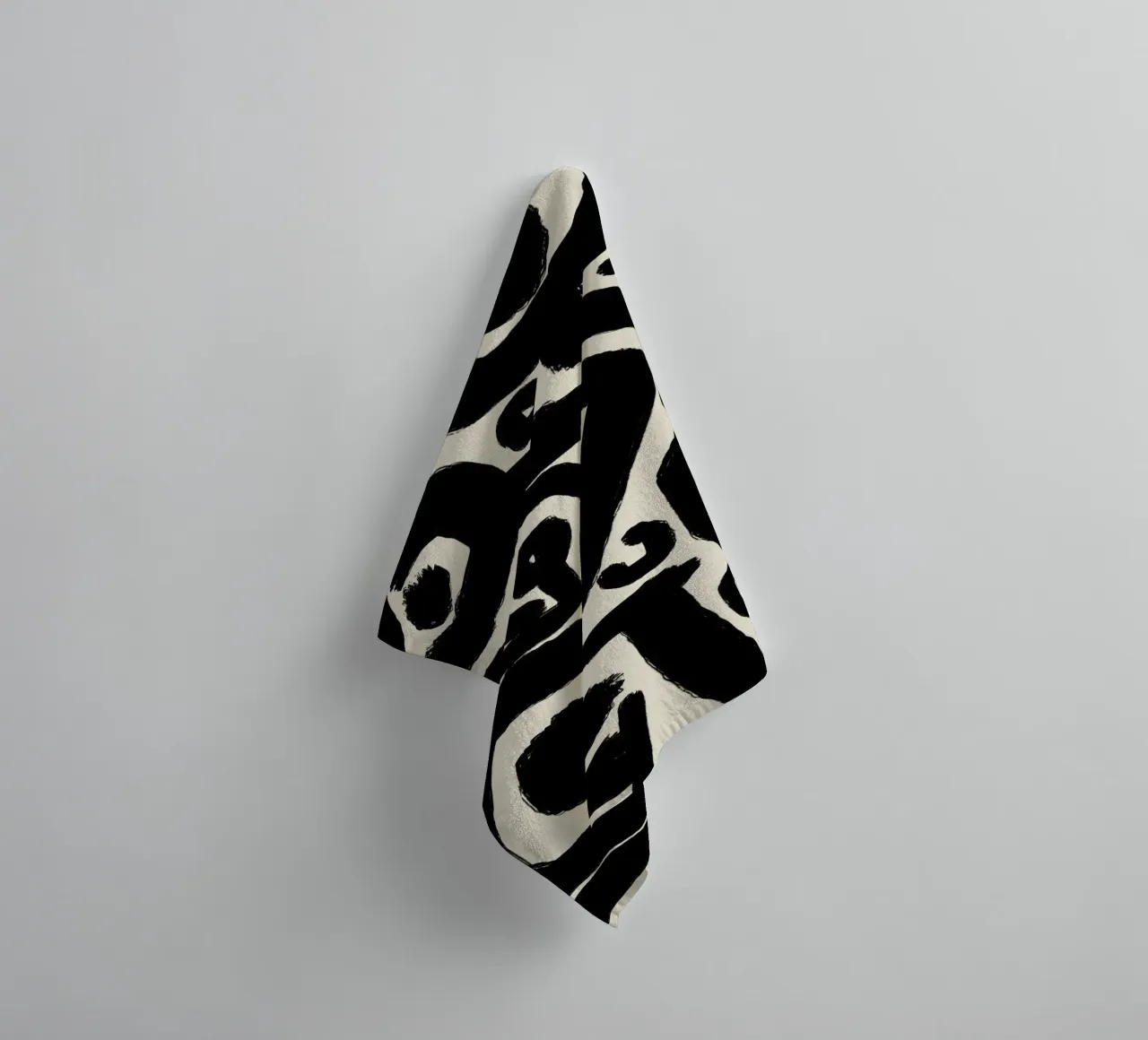 Bold black abstract towel by Little Dean
