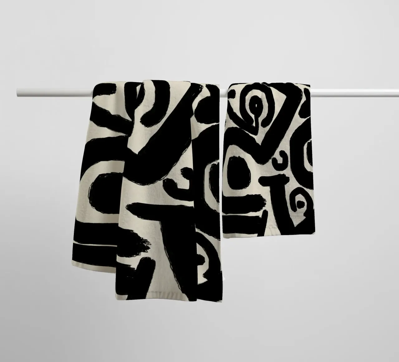 Bold black abstract towel by Little Dean