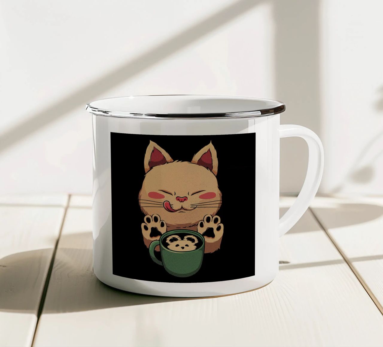 Kitty Latte Little Mouse tazza in smalto da Tobe Fonseca