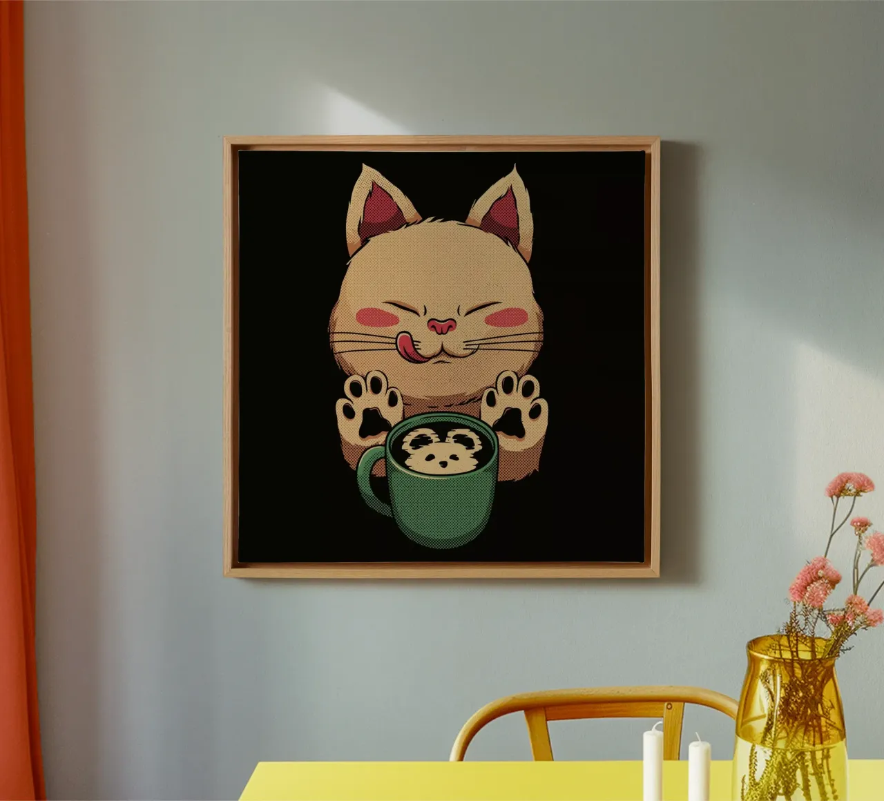 Kitty Latte Little Mouse tela con Cornice a cassetta da Tobe Fonseca