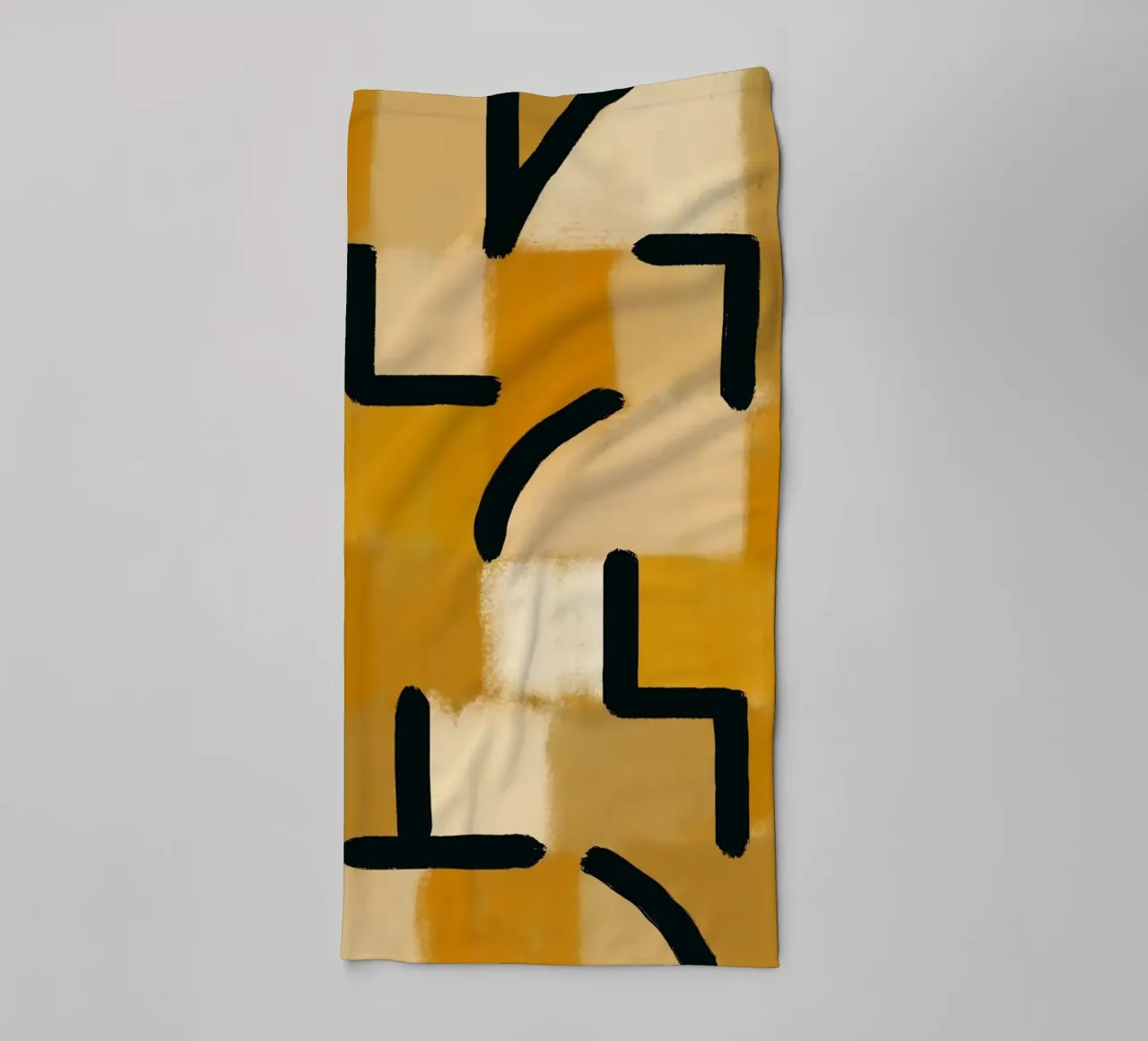 Mustard checker grid towel by Little Dean