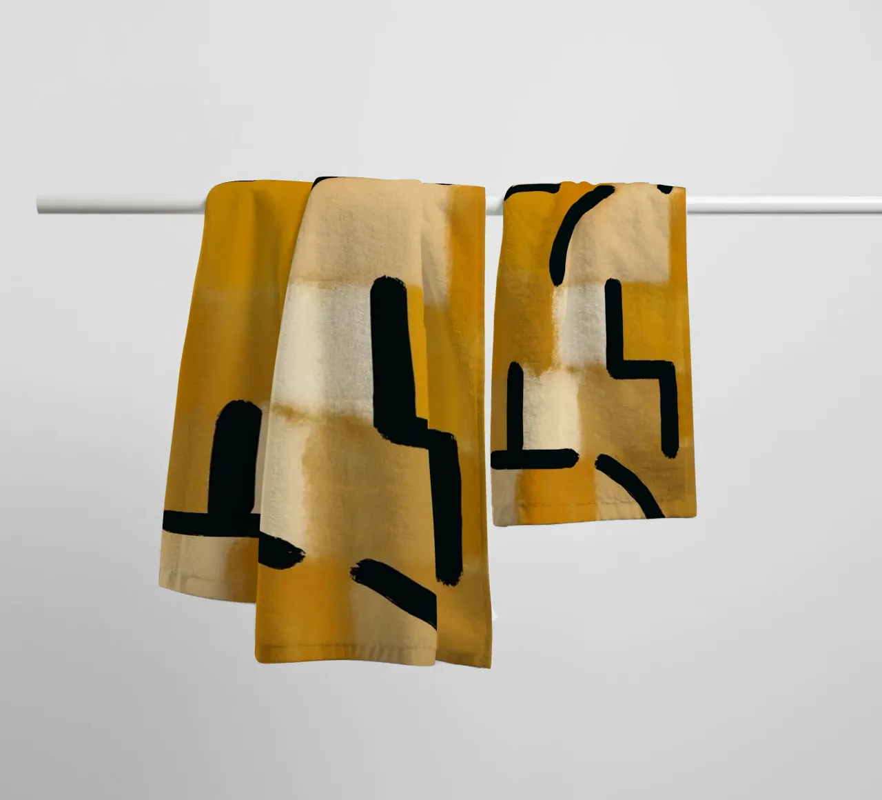 Mustard checker grid towel by Little Dean
