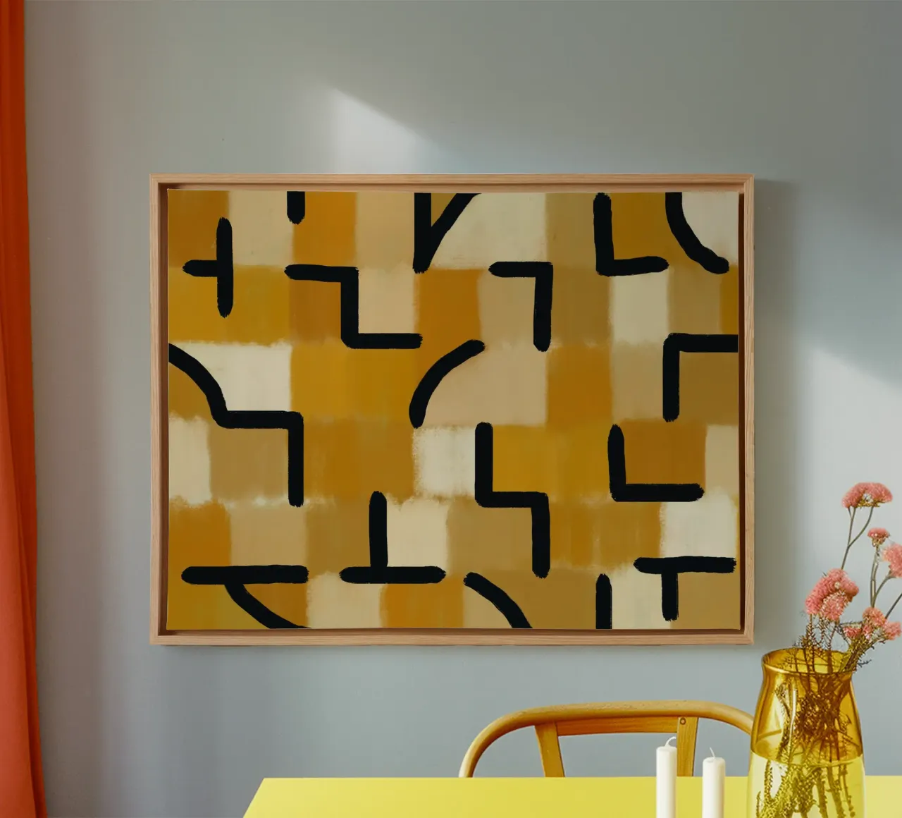 Raster met mosterd canvas met Baklijst van Little Dean