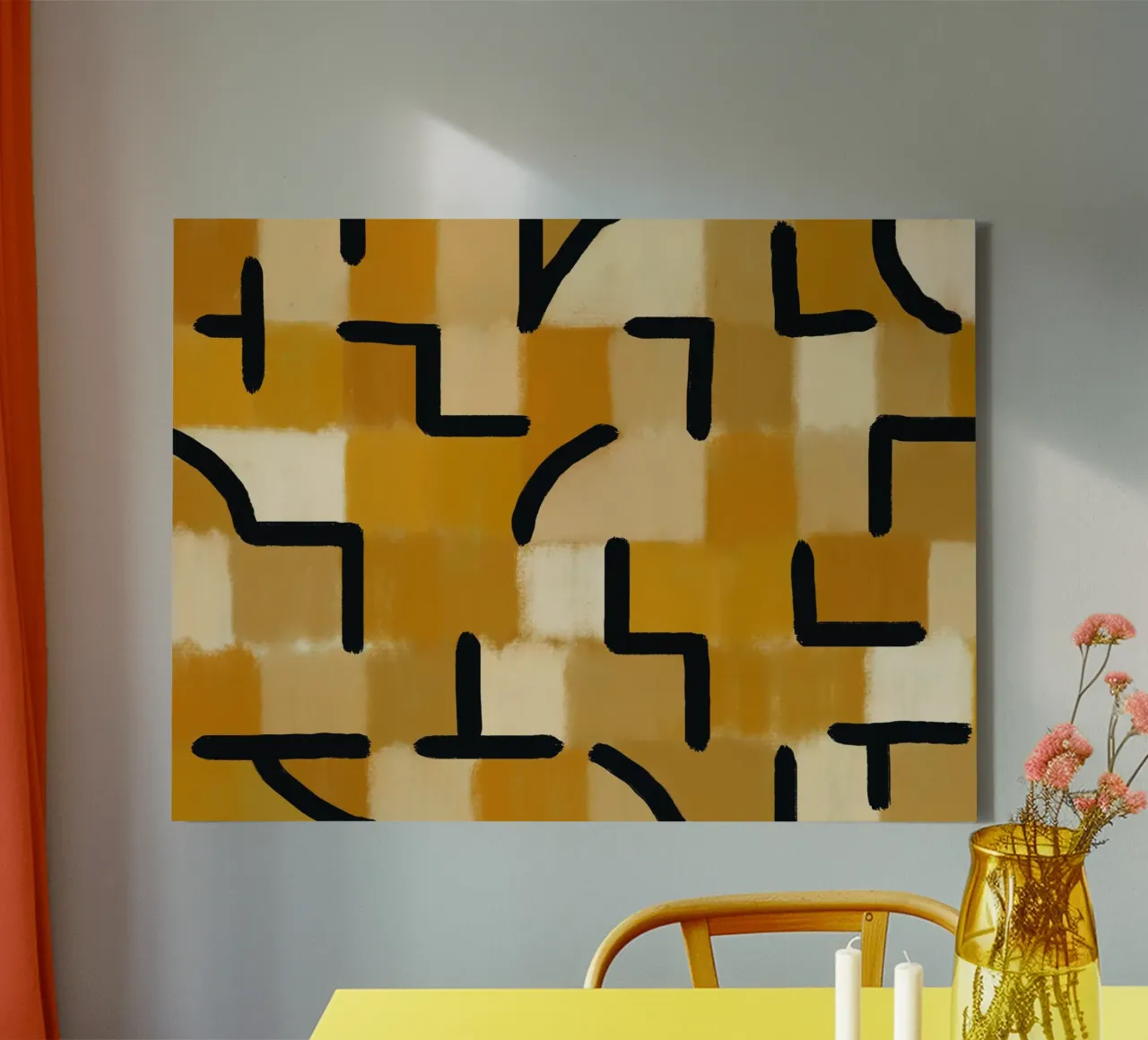Raster met mosterd canvas met Baklijst van Little Dean
