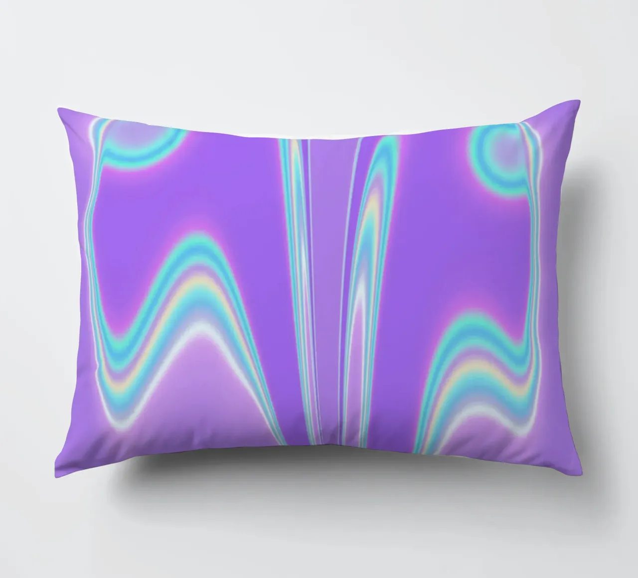 Mirror shapes in iridescent light decorative cushion by Sarah Mauriaucourt